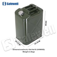 Bidon d'essence/diesel de type américain SWJC-12, qualité alimentaire, avec poignées en acier inoxydable, 35l
