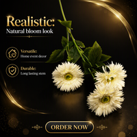 Tiges de fleurs de chrysanthème artificielles en soie, 3 têtes, fausses fleurs artisanales, longue durée, pour la maison, la Saint-Valentin, Thanksgiving
