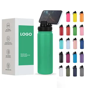 Thermos New Top Seller Double Wall Vacuum Insulated 304 Stainless Steel Thermos Magnet Lid Water Bottle With Magnetic Cell Phone Holder