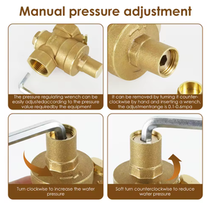 Laiton 3/4 pouces DN20 & 1/2 pouces DN15 hydraulique moyenne température réglable robinet à tournant sphérique régulateur <span class=keywords><strong>de</strong></span> pression <span class=keywords><strong>d</strong></span>'<span class=keywords><strong>eau</strong></span> et réducteur - Product Image 3