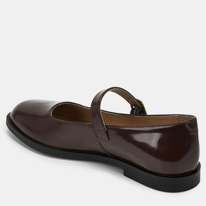 Ballerine Mary Jane in Pelle Verniciata Marrone per Donne, Scarpe Comode con Cinturino, Eleganti Scarpe da Donna con Tacco Piatto - Product Image 2