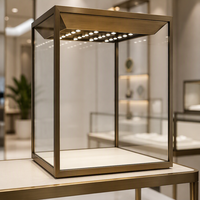 Luxuriöse Edelstahl-Schmuckvitrine mit LED-Beleuchtung Hochtransparente Glas-Schmuckvitrine Maßgefertigt für den Einzelhandel