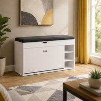 Meuble de rangement à chaussures en bois durable de style moderne et luxueux pour salon, avec pivotement et banc intégré