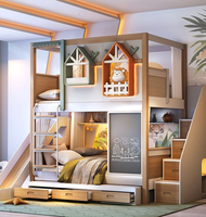 Lit pour enfants en bois massif, lit mezzanine, maison dans les arbres, lit château, lit mère-enfant, petite maison