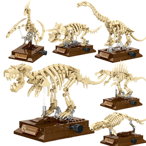 Jouets en <span class=keywords><strong>os</strong></span> de dinosaures 3D, modèle de parc, spinosaures, T-rex, tricératops, fossiles, tyrannosaures rex, blocs de construction miniatures - Product Image 1