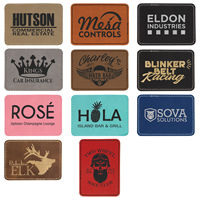 Patchs rectangulaires en similicuir personnalisables au laser, patchs en cuir thermocollants, patchs circulaires en PU avec logo gravé au laser, patchs en cuir végétalien