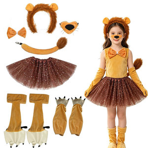 Accessoires <span class=keywords><strong>Cheveux</strong></span> Lion pour Enfants : Ensemble <span class=keywords><strong>Bandeau</strong></span>, Jupe Tutu, Oreilles, Queue, Nœud, Gants et Griffes pour Fête d'Halloween - Product Image 1