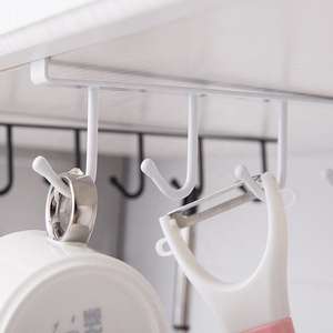 Kitchen Bathroom Metal Storage Rack Shelf Hooks for Cup Spoon <b>Cabinet</b> Wardrobe-Space Saving Wall Mounted Household Organization - Product Image 5