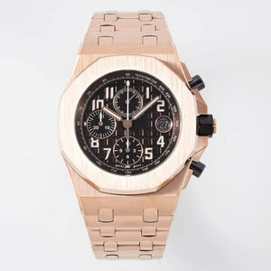 Montre mécanique de luxe 42 mm en or rose avec mouvement ETA 3126, qualité supérieure d'usine APF, chronographe multifonction, bracelet en acier - Product Image 1