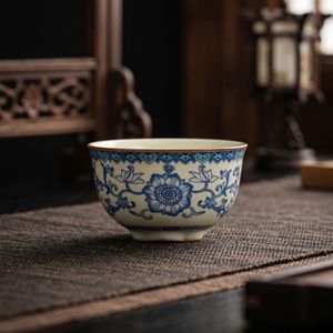 Taza de porcelana Ru Ware Floral Master Cup para degustación de té Kung Fu, para té Pu'er, sin tapa, origen Dehua, sin plomo. - Product Image 1
