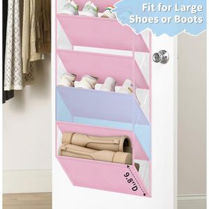 10 Tier Over The Door <b>Shoe</b> Organizer Pink Hanging <b>Storage</b> Rack For Closet Door With Deep Pockets Fit 20 Pairs - Product Image 3