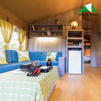 Nouvelle maison de luxe en bois massif moderne 2023, structure en bois imperméable, tente de safari pour station balnéaire estivale