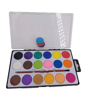 Hot Selling Non Toxic Watercolor Paint Cake 18 Colors Solid Water Color Paint Set With Free Brush