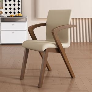 Silla de <span class=keywords><strong>Comedor</strong></span> de Diseño Moderno, Estructura de Madera Sólida y Resistente, Respaldo con Tapicería de Cuero, para Hogar y Hotel L115 - Product Image 4