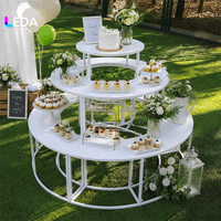 Table ronde en métal à 3 niveaux LEDA personnalisée pour événements, mariage, anniversaire, table de desserts, support de présentation de gâteaux blanc pour la décoration