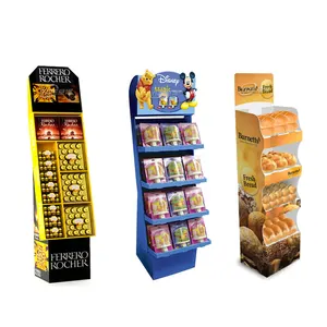 Groothandel Doos Vrijstaande Fsdu Gegolfd Pop Papier Voedsel Kartonnen Vloer Display Rack Staat Voor Snacks