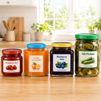 Paquete de 12 Frascos de Vidrio de Boca Regular de 500 ml con Tapa de Rosca Fácil de Abrir para Encurtidos, Mermeladas y Salsas, Personalización de Logotipo OEM ODM