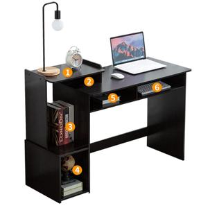 Escritorio de Computadora para Oficina en Casa con Cajones, Escritorio de Estudio con Estante de Almacenamiento, Mesa de Consola Negra, Escritorio de Esquina para PC, Escritorio para Juegos - Product Image 6