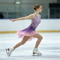 Robe de patinage et de danse pour enfants et adultes, dégradé violet-rose, manches longues en maille, jupe à pétales ornée de strass et de paillettes, pour compétition et spectacle de patinage artistique