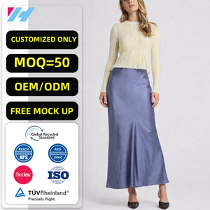 <span class=keywords><strong>Jupe</strong></span> longue en satin pour femme, taille haute, élégante, minimaliste, unie, personnalisable - Product Image 1