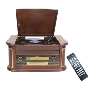 Großhandel Retro Phonograph AM FM Radio Vinyl Plattenspieler Plattenspieler CD Tape USB Bluetooth Player