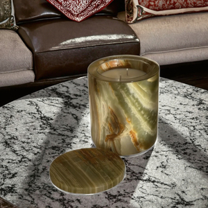 Portacandele in Marmo Verde Onice BZY, Artigianale, Ricaricabile, Autoportante, Multi-Stampa, con Coperchio, Decorazione per la Casa - Product Image 4