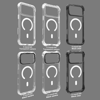 COSYU OEM/ODM Coque de téléphone antichoc magnétique transparente en TPU+PC avec logo personnalisé pour 16 Pro Max/Plus, support de bureau et bouton de capture