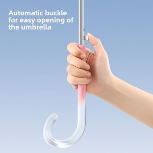 Nuevo Paraguas de Lluvia Transparente con Degradado, Moderno, para Estudiantes, con Mango Largo, Reforzado, Semiautomático, con Varilla Recta, Logotipo Personalizado - Product Image 4