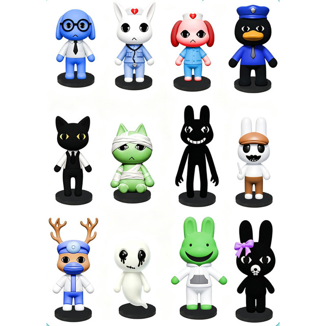 Horror Animal Hospital PVC Action Figure Series 3.2-3.5 Inches Puppy Kitten Figurines Model Ornament Cross-border New Product