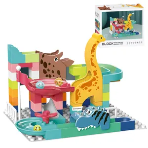 ילדים פלסטיק דינוזאור הפעלה שיש מסלול בלוקים צעצועי 62 Pcs להרכיב 3D אבני בניין סטים