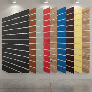 Panneaux acoustiques modernes en <span class=keywords><strong>OSB</strong></span> (panneaux de particules) en bois de pin - Surface décorative à lattes pour murs intérieurs, 7 couleurs, tailles personnalisées, garantie 1 an - Product Image 1