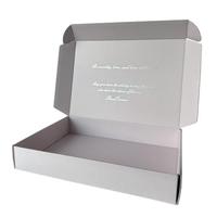 Boîte en carton ondulé pliable personnalisée avec impression de texte cursive à l'intérieur, couleur argent clair, pour emballage cadeau écologique et expédition