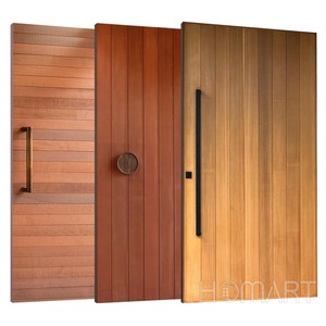 Personalizado moderno madeira maciça entrada e exterior dupla porta de madeira energia eficiente para casa Villa e Hotel - Product Image 1