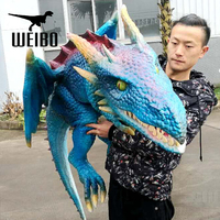 Dragon animatronique Weibo Dino, marionnette de dinosaure sur mesure avec construction en métal et silicone pour une utilisation en extérieur et en intérieur