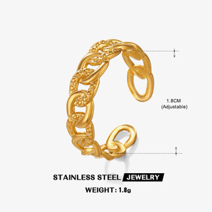 Anillo de Acero Inoxidable Estilo Instagram Europeo y Americano, Moderno, Martillado, Personalizado, Hip Hop, Minimalista, Chapado en Oro de 18K - Product Image 6