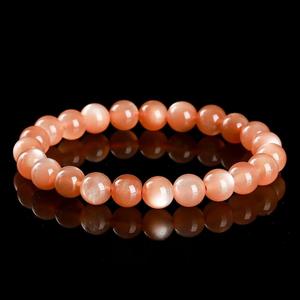 Pulsera de Piedra Redonda de Piedra Solar Naranja 7A, Piedra Lunar Melocotón, Promueve la Vitalidad, la Positividad y la Creatividad, Pulsera de Piedras Preciosas para Mujer - Product Image 5
