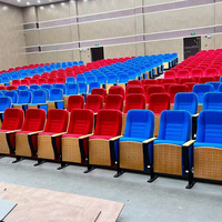 Chaise d'auditorium pliable en bois de style américain avec accoudoirs, siège multifonctionnel pour salle de conférence, amphithéâtre, cinéma