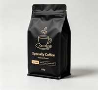 Sachet de café à fond plat imprimé sur mesure, qualité alimentaire, haute barrière, pour emballage de grains de café torréfiés
