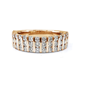 Vente chaude Bijoux Usine Précieux 18k Solide Or Rose 100% Diamant Naturel Fine Jewelry Half Way Large Bande Anneaux Femmes Anneau - Product Image 1