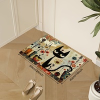 Tapis de cuisine Kongyu Home Textiles à imprimé chat mignon, tapis de sol antidérapant, tapis long à motif floral vintage, décoration intérieure et extérieure