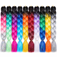 Extensions de cheveux synthétiques tressés de 24 pouces, effet tinsel, jumbo, pré-étirées, scintillantes, pour femmes, pour festivals, fêtes et coiffures protectrices