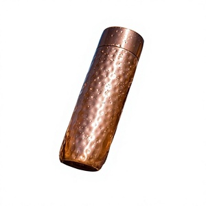 Botella de agua de cobre con acabado martillado, aislada térmicamente, para viajes al aire libre, senderismo, camping, adultos, diseño vintage. - Product Image 1