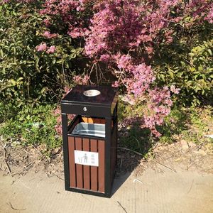 Outdoor Waste <b>Bin</b> Rectangular Galvanized Steel L36W36H76.5Cm Sorting For Gardens Parks Municipal Use - Product Image 2