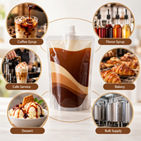 Pochettes souples personnalisées avec bec verseur pour sirop de café, sauces, desserts, pour la vente en gros aux cafés, boulangeries et commerces de détail