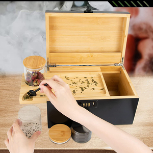 Extra Large Black Painted <strong>Wooden</strong> Bamboo <strong>Storage</strong> Stash <strong>Box</strong> Smell Proof Jar Bamboo Stash <strong>Box</strong> with Rolling Tray and Combo Lock - Product Image 5