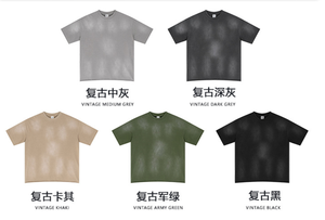 Men's Regular Fit Drop Shoulder Washed Spray Stone T Shirt Summer American Plain Roll Cuff Short Sleeve Plus 100% Cotton Woven - Product Image 3