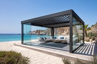 Pergola électrique à lames orientables en aluminium, capteur de pluie, étanche, finition thermolaquée, design moderne/classique, personnalisable