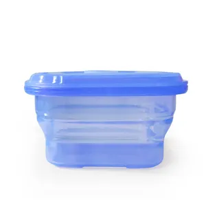 400ML Silicone Collapsible Food Storage Containers With Airtight Lid Kitchen Stacking Silicone Collapsible Meal Prep Container