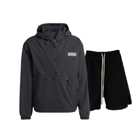 Ensemble de survêtement personnalisé avec logo, veste de jogging en nylon, chemise coupe-vent pour homme, ensemble court, vêtements de sport surdimensionnés, patchwork