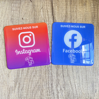 Carte NFC 10x10cm Version Française, Autocollant de Plaque de Révision Google, Instagram, Facebook, Snapchat, Autocollant NFC pour Réseaux Sociaux